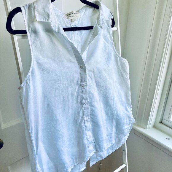 100% linen Cloth & Stone white sleeveless top - Picture 6 of 6